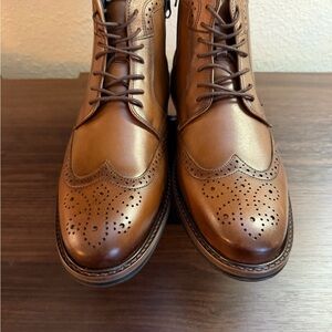 Johnston & Murphy Tan Leather Wingtip Boots